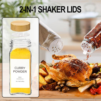 Glass Spice Jars with Bamboo Lid & 398 Label for Cabinet & Drawer Organizer5