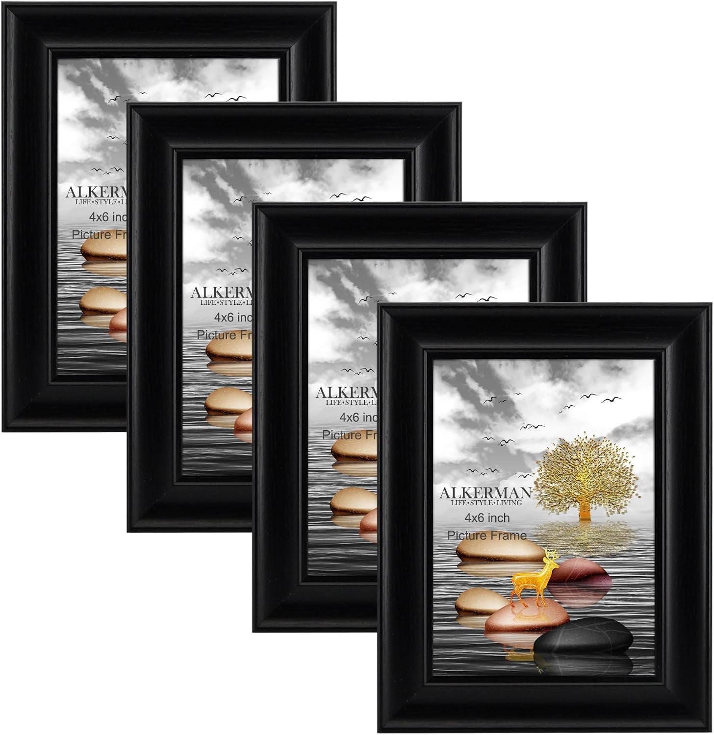 4x6-picture-frames-black-wood-pattern-high-definition-glass-for-table-top-display-and-wall-mounting-photo-frame-pack-of-4