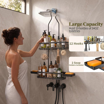 Shower Caddy Hanging over Shower Head, Adjustable, Black8