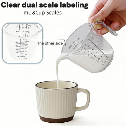 Bpa-Free Plastic Measuring Cup 300Ml/1 ½ Cup – Clear with Dual Ml/Cup Marks, Heat-Resistant 0-176°F, V-Shaped Spout for Drip-Free Pouring, Comfort Grip Handle for Baking & Cooking6