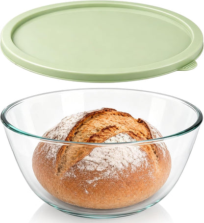 4.7Qt Extra Large Glass Mixing Bowl with Lid, Sourdough Bread Mixing Bowls, Thickened Borosilicate Glass Proofing Bowl for Food Prep Baking Storage Cooking Serving, Dishwasher Safe1