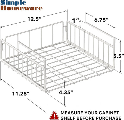 2-Pack under Shelf Wire Metal Basket Shelf, White2