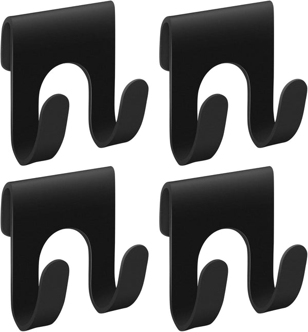 4Pcs Black Shower Caddy, Metal Shelf Basket Rack with Double Hooks for Loofah Sponge1