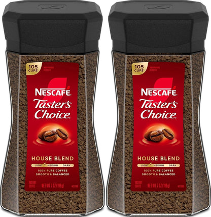 NESCAFÉ  Instant Coffee, Light Medium Roast Coffee, House Blend, 2 Jars (7 Oz Each) | Light-Medium Roast House Blend Instant Coffee; 2 Jars, 7 Oz Each1