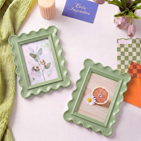 5X7 Inches Wavy Scalloped Picture Frame Sage Green5