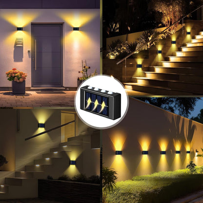 8 Pack Solar Wall Lights for outside 3000K Warm Solar Fence Lights up and down Autumn LED Outdoor Decorative Waterproof Lamps Dusk to Dawn LED Lighting Wall Sconces for outside Deck Garage6