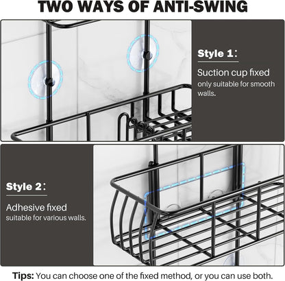 Shower Caddy Hanging,Large Capacity Shower Organizer,Black5