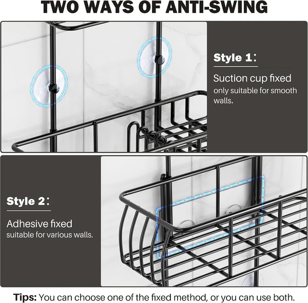 Shower Caddy Hanging,Large Capacity Shower Organizer,Black5