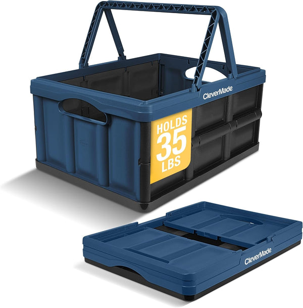 Collapsible Shopping Basket, 32L Storage Crate, 1 Pack, Ocean1