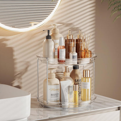 2 Tier Lazy Susan Turntable Organizer 9.25'' Rotating Spice Rack Organization for Cabinet, Kitchen, Pantry, Countertop, Bathroom, Vanity, Medicine Cabinet Organizer, Clear5