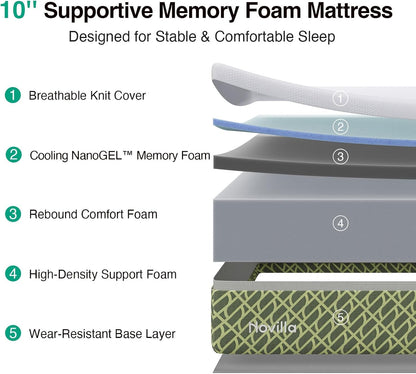 King Gel Memory Foam Mattress 10 Inch for Pressure Relief3