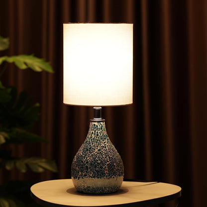 Modern Table Lamps Set of 2, Blue Gourd Design Mosaic Tiled Glass 17.5" Bedside Lamp,For Bedroom Living Room Home Office Desk Nightstand Table Lamp2