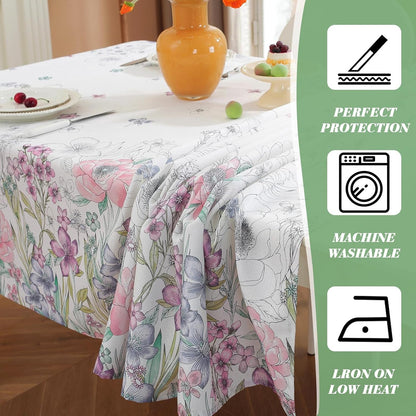 Pastoral Wildflowers Tablecloth Rectangle, Colorful, 52 X 70 Inch4