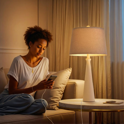 25.75" Modern Table Lamp for Bedroom Set of 2, USB C Port, White2
