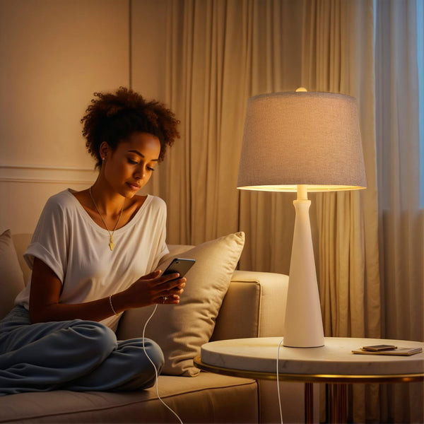 25.75" Modern Table Lamp for Bedroom Set of 2, USB C Port, White2