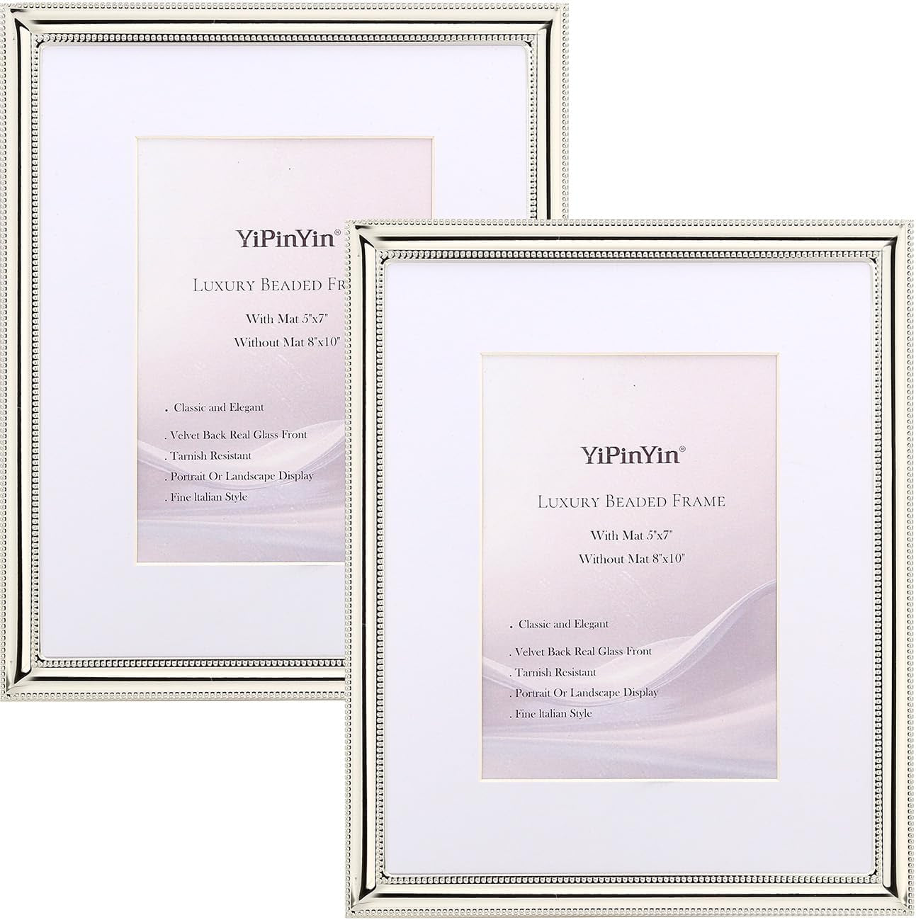 classy-silver-plated-8x10-metal-picture-frame-2-pack-classic-beaded-frame-8x10-mat-5x7-real-glass-front-and-velvet-backing-perfect-gifts-and-treasured-memories
