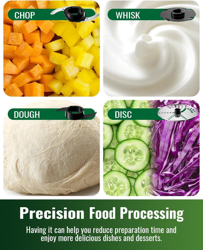 Food Processor, 4 Programs & Pulse,1000W Max Power,12 Cups Total Volume for Slicing, Mincing, Dicing, Shredding, Puree, Dough and Vegetable Chopper Clean Bowl Scraper, Stainless Steel3