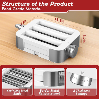 Meat Grinder Pasta Maker Attachment for Kitchenaid Stand Mixers,Set for Kitchenaid Mixer Attachments Includes Metal Food Grinder with Sausage Stuffer Tubes,3 in 1 Pasta Attachment,Dough Cutter4