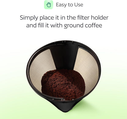 2-Pack #4 Reusable Permanent Cone Coffee Filters - Compatible with Cuisinart 10–14 Cup Brewers (DCC-3200, DCC-1200, DCC-3400) & Ninja Coffee Makers - Stainless Steel Mesh, Dishwasher-Safe by5