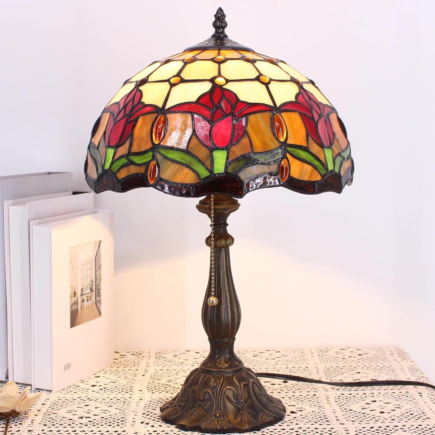 table-lamp-base-replacement-only-a-w-6-h-18-inch-fit-for-8-10-12-inch-tiffany-style-stained-glass-lampshade-dark-bronze-finish-resin-push-switch-on-cord