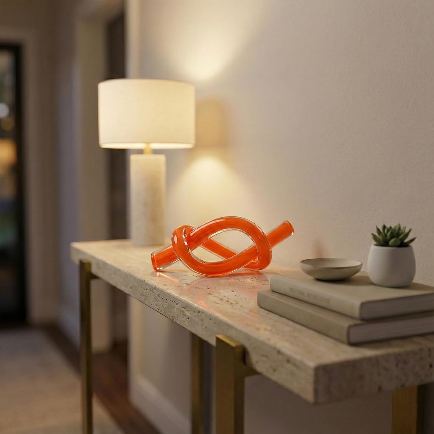 orange-abstract-glass-knot-sculpture-hand-blown-glass-decor-for-coffee-table-tv-cabinet-shelf-or-mantel-accent-modern-knot-art-for-coastal-living-room-tabletop-knick-knacks
