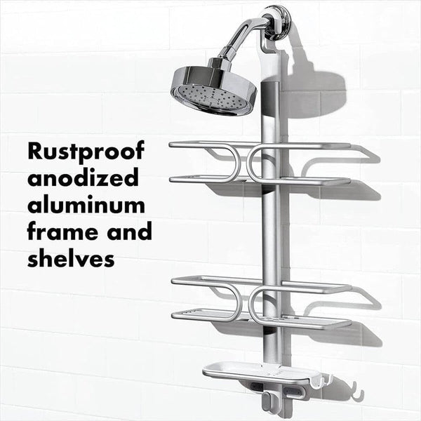 OXO Good Grips 3-Tier Aluminum Shower Caddy, Bathroom Organization4