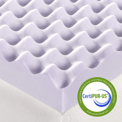 3 Inch Egg Crate Memory Foam Mattress Topper with Soothing Lavender Infusion, Certipur-Us Certified, Dorm Essentials, Twin6