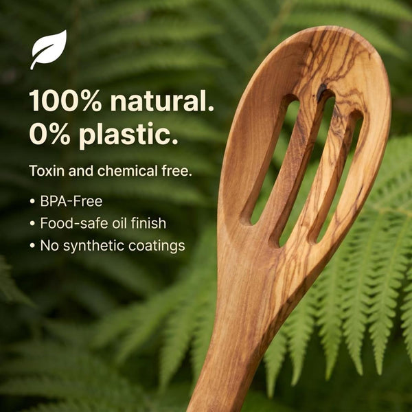 5-Piece Olive Wood Kitchen Utensil Set with Turner, Tongs, Slotted Spoon, Ladle and 12" Spoon, Farmhouse Style Kitchen & Cookware, Ideal for Entertaining, Wedding and Housewarming Gift4