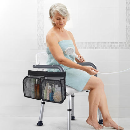 2 Pack Hanging Shower Caddy for Shower Chair, Mesh Shower Caddy with Hooks for Elderly, Pregnant, Patient, and Disabled, Also Suitable for Dorm, Gym, RV, Travel and Kitchen7