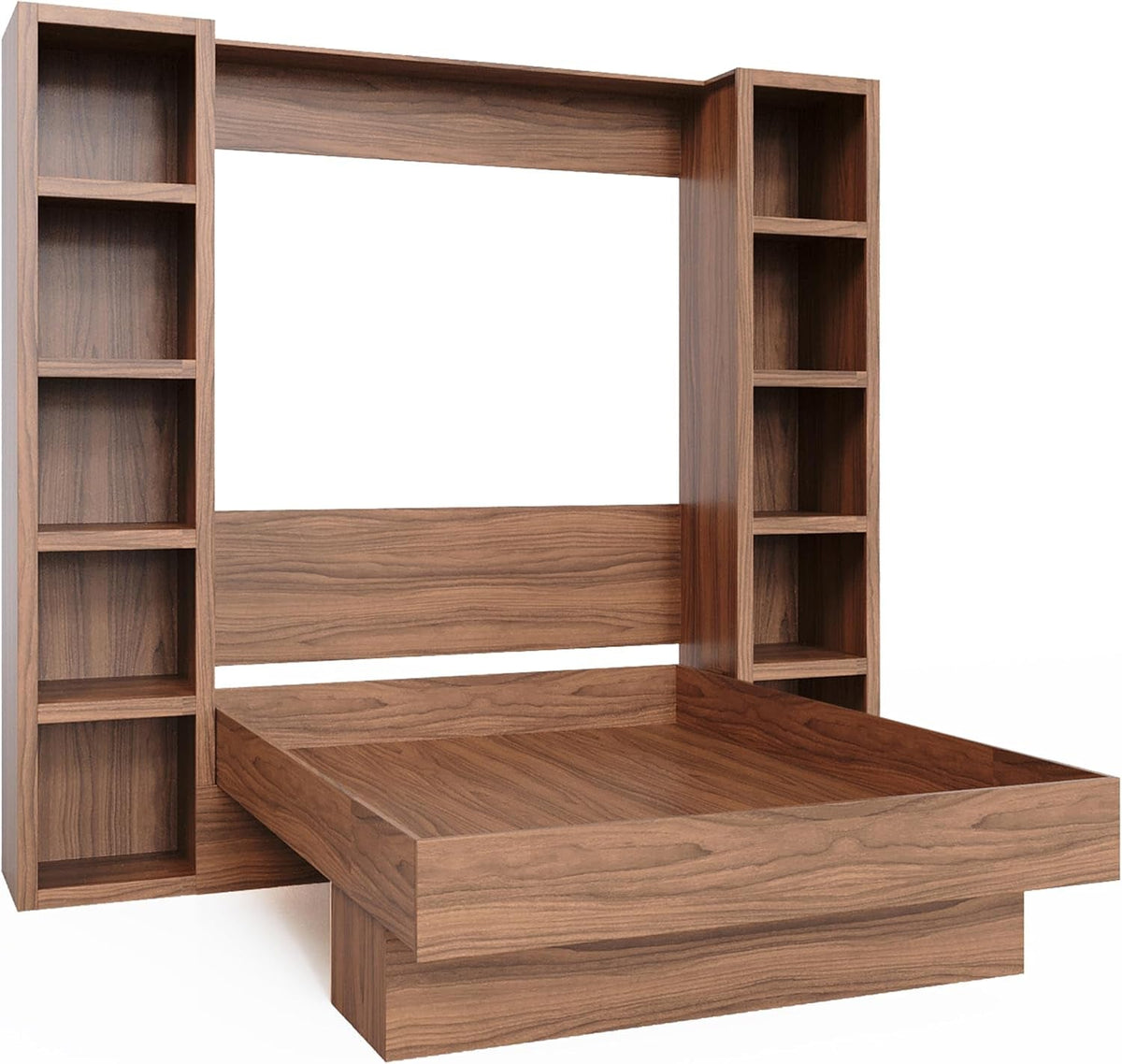 easy-lift-queen-murphy-wall-bed-in-brown-wood-grain-with-two-bookshelves