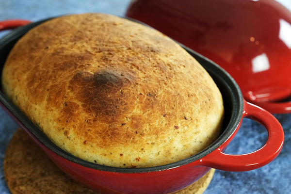 Enameled Cast Iron Bread Pan Dutch Oven with Lid and Loop Handles - Red – Oven Safe Form for Baking and Cooking, Artisan Bread Kit - Loaf Pan3