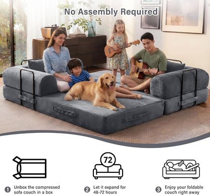 79" Convertible Sofa Bed, Boneless Sleeper Futon Couch for Living Room8