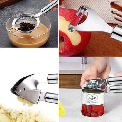 Kitchen Utensils Set- 35 Pcs Cooking Utensils with Grater,Tongs, Spoon Spatula &Turner Made of Heat Resistant Food Grade Silicone and Wooden Handles Kitchen Gadgets Tools Set for Nonstick Cookware8