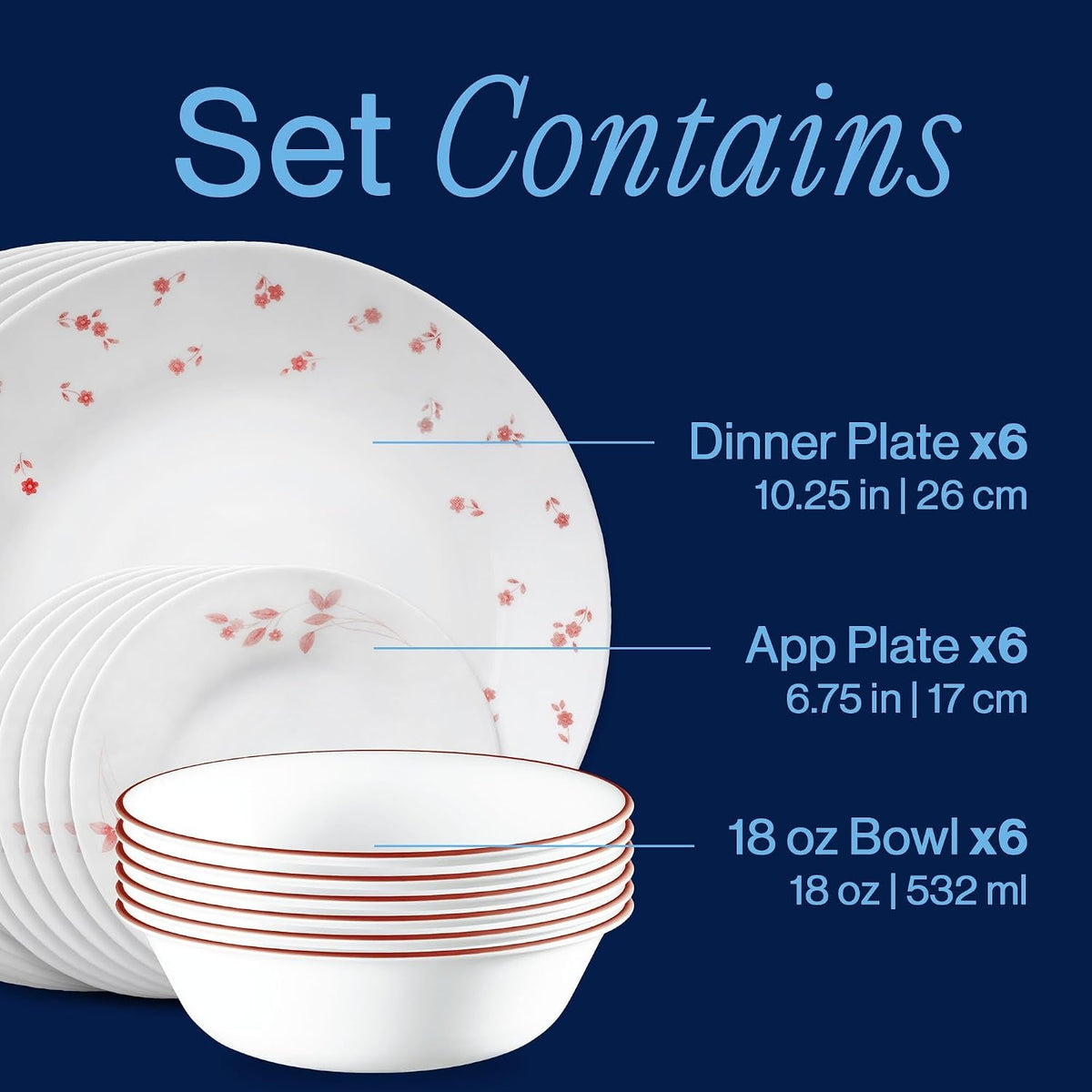 vitrelle-18-piece-service-for-6-dinnerware-set-triple-layer-glass-and-chip-resistant-lightweight-round-plates-and-bowls-set-sweet-flora