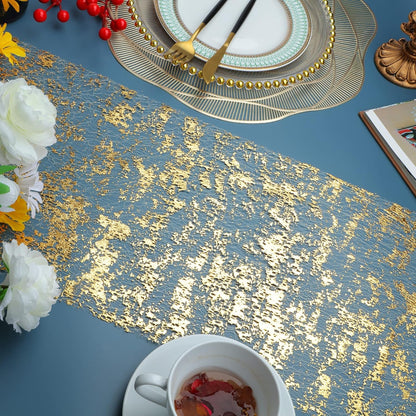 2 Pieces Gold Table Runner, Sequin Glitter Foil Metallic Thin Mesh Runner Roll 11"X108", Gold Table Decorations for Event Party, Wedding, Birthday Party, Christmas3