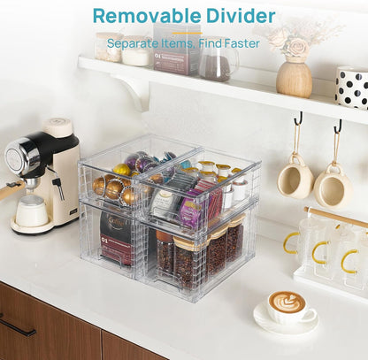 Clear Stackable Storage Drawers, 4 Pack Kitchen Cabinet Set7