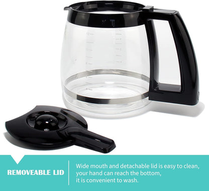 12-Cup Glass Coffee Carafe Replacement for Cuisinart Coffeemaker | Fits DCC-1200, DCC-1100BK, DCC-2650, CHW-12, CHW-12P1, DGB-550BK, DGB-550BK1, DGB-625BC, DGB-700BC & SS-12, Pt. DCC-1200PRC2