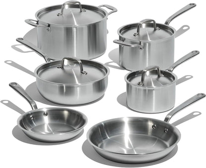 Made in Cookware - 10 Piece Stainless Steel Pot and Pan Set - 5 Ply Clad - Includes Stainless Steel Frying Pans, Saucepans, Saucier and Stock Pot W/Lid - Professional Cookware - Crafted in Italy1