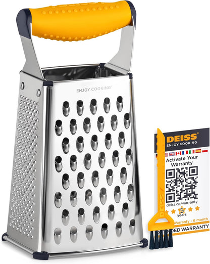 PRO Box Grater & Cheese Graters for Kitchen - Stainless Steel Cheese Grater and Food Shredder, 4 Sided Hand Grater for Block Cheese, Vegetables Non-Slip Base, Dishwasher Safe1