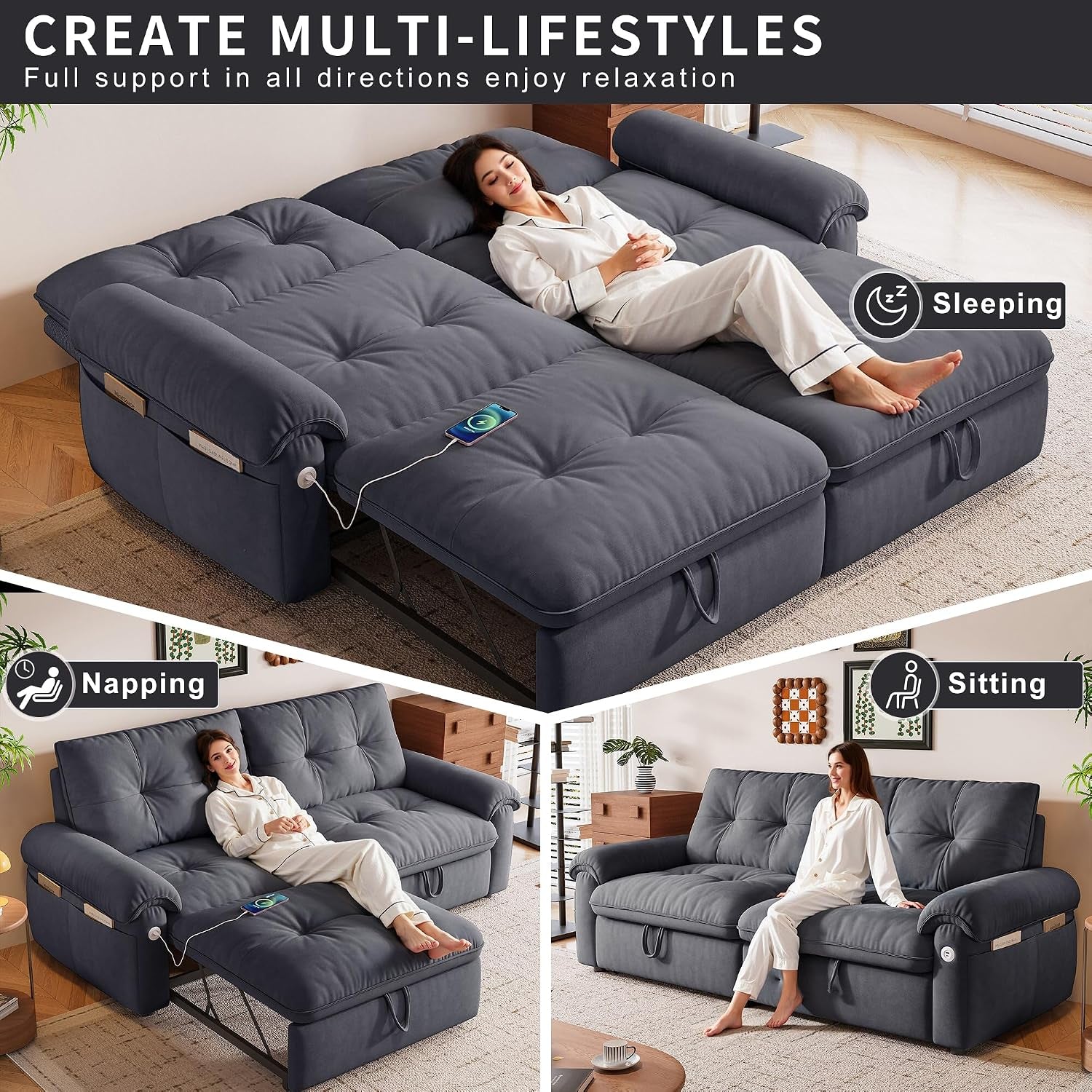 77-queen-size-sofa-bed-loveseat-sleeper-sofa-with-pull-out-bed-pockets-and-usb-modern-2-seater-convertible-small-couch-for-living-room-bedroom-apartment-gray