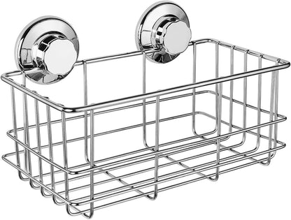 Suction Cup Deep Shower Caddy Bath Wall Shelf for Large Shampoo Shower Gel Holder Bathroom Storage - Rustproof Stainless Steel1