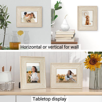 Boho 5X7 Picture Frame Rattan Photo Frame Set of 23