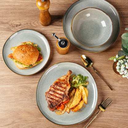 Ceramic Dinnerware Sets for 4, 12Pcs Plates and Bowls Sets Dishes3