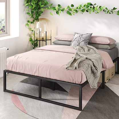 Lorelei 14 Inch Platforma Bed Frame/Mattress Foundation/No Box Spring Needed/Steel Slat Support, Full, Black (OLB-SMPB-14F)1