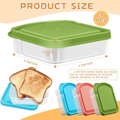 3 Pack Reusable Sandwich Containers for Lunch2