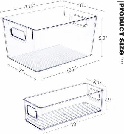 Set of 8 Clear Plastic Storage Bins, 4 Large and 4 Small Stackable Storage Containers for Pantry Organization and Kitchen Storage Bins,Home Edit and Cabinet Organizers7