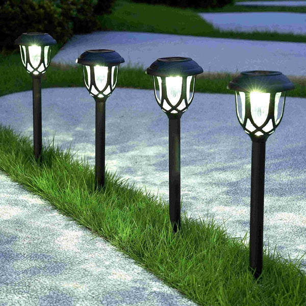 10 Pack Solar Lights Outdoor Decorative, Solar Pathway Lights Outdoor, Solar Powered Garden Yard Lights for Walkway Sidewalk Driveway. (Black, Cool White)3