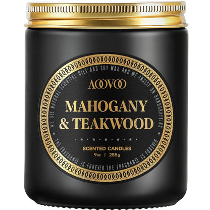 Scented Candles for Men - Mahogany Teakwood Scent, Women Men Gift1