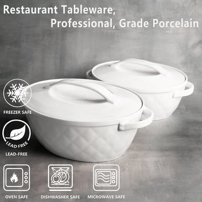 Oval Casserole Dish 1.9 Qt, French Onion Soup Ceramic Bakeware with Lids, Ceramic Cocotte, Baking Dish with Lids and Handles, Microwave, Dishwasher, Oven Safe3