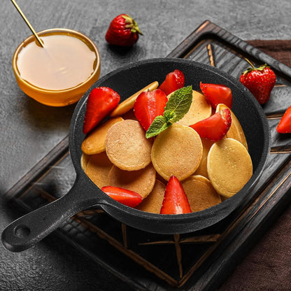 10 Sets 4 Inches Cast Iron Skillets Mini Black Iron Nonstick Frying Pan Small Sizzling Plate Egg Pan Cast Pot Bundle with Oil Brush for Indoor and Outdoor Restaurant Kitchen | Small Sizzling Plate Indoor Outdoor Cooking, Egg Pan Bundle with Brush, Individual Serving Dishes for Restaurant Kitchen7
